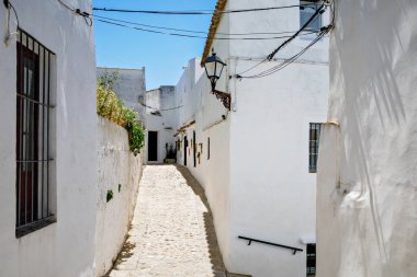 Vejer de la Frontera 'nın güzel sokakları, İspanya, Endülüs bölgesi, Costa de la Luz, Cadiz bölgesi, Beyaz Towns, İber Yarımadası, Eski kasaba. Ruta de los Pueblos Blancos.