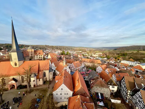 Een Klein Duits Stadje Van Bovenaf Stad Schlitz Hesse Duitsland — Stockfoto