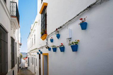 Arcos de la frontera sokakları, pueblos blancos bölgesi, Endülüs, İspanya, Avrupa.