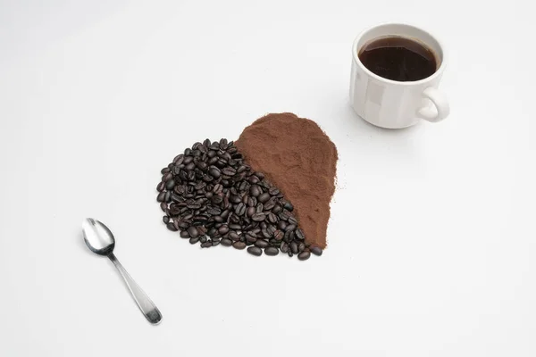 Ψητά Φασόλια Καφέ Μου Αρέσει Καφές Καρδιά Καβουρδισμένους Κόκκους Καφέ — Φωτογραφία Αρχείου