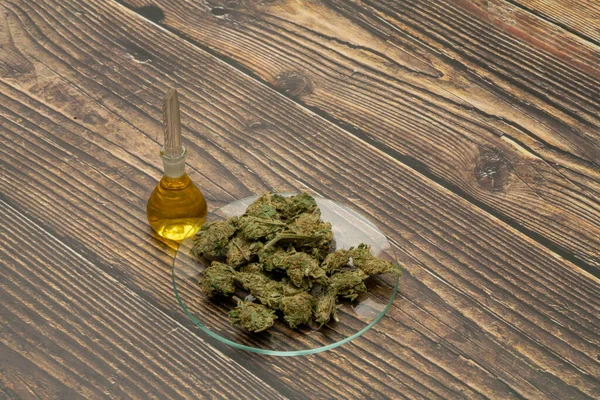 Marihuana Cannabis Medicinaal Wiet Joint Een Glazen Container Medische Extracten — Stockfoto