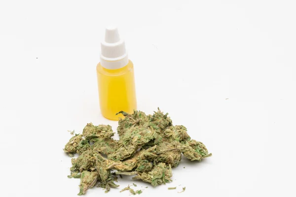 Marijuana Canabis Medicinal Articulație Buruieni Într Recipient Sticlă Extract Medical — Fotografie, imagine de stoc