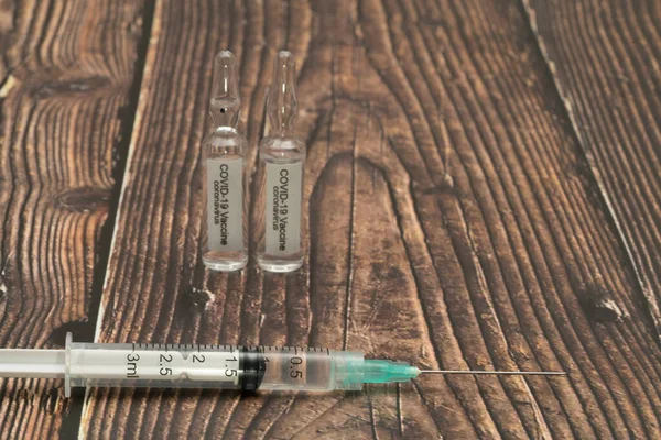 Covid Coronavirus Vacuna Inyección Jeringa Uso Para Prevención Inmunización Tratamiento — Foto de Stock