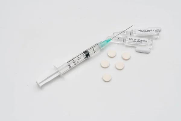 Covid Coronavirus Vaccin Injectiespuit Het Gebruikt Voor Preventie Immunisatie Behandeling — Stockfoto