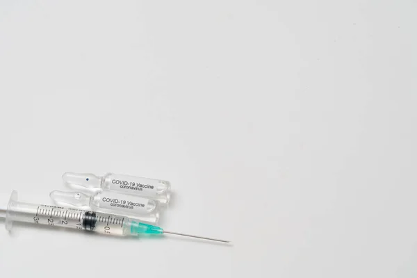 Covid Coronavirus Vacuna Inyección Jeringa Uso Para Prevención Inmunización Tratamiento — Foto de Stock