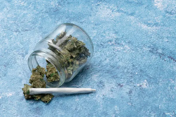 Marihuana Cannabis Arzneimittel Unkrautjoint Einem Glasbehälter Drogen — Stockfoto