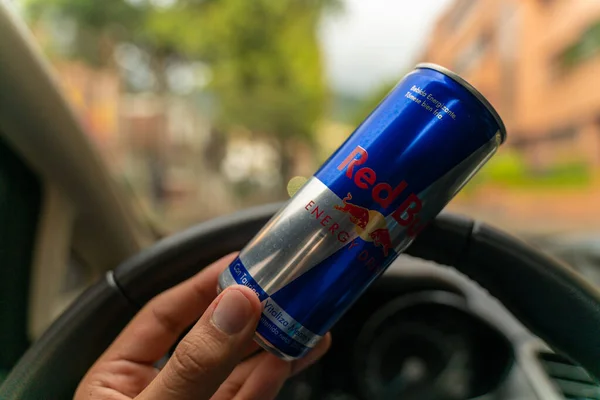 Lata Alumínio Bebida Red Bull Energy Red Bull Bebida Energética — Fotografia de Stock