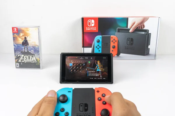 Bermain Zelda Napas Liar Nintendo Switch — Stok Foto