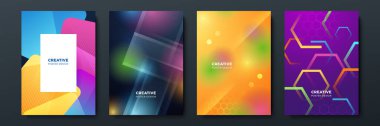 Poster kapağı tasarımı için değişken geometrik arkaplan dokusu. Asgari renk soyut gradyan pankart şablonu. Broşür için modern vektör dalga şekli