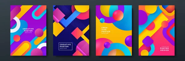 Modernes Abstraktes Cover Set Minimalistisches Cover Design Bunte Geometrische Hintergrund — Stockvektor