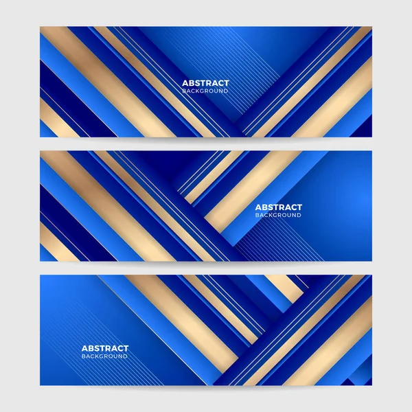 Modèle Abstrait Fond Géométrique Bleu Diagonale Avec Ligne Dorée Style — Image vectorielle