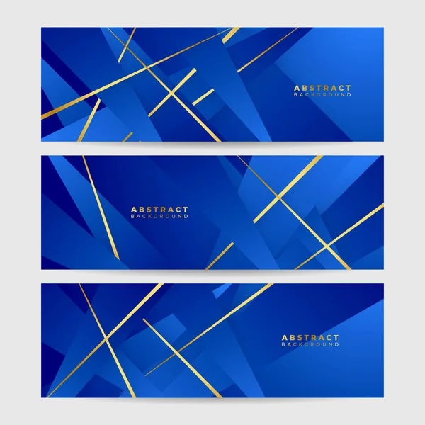 概要豪華な金と濃い青の背景バナー — ストックベクタ