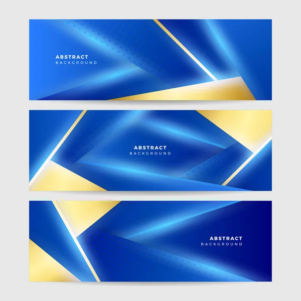 Abstrakte Vorlage Blauer Geometrischer Diagonaler Hintergrund Mit Goldener Linie Luxus — Stockvektor