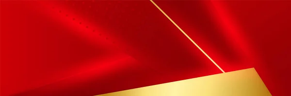 Современный Роскошный Красный Золотой Баннер Фон Волновой Линией — стоковый вектор