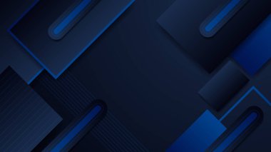 Mavi ve siyah renkli soyut modern teknoloji arka plan tasarımı. Vektör soyut grafik sunum tasarım sancak şablonu arka plan şablonu.