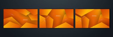 Minimum geometrik turuncu geometrik şekiller ışık teknolojisi arka plan soyut tasarımı. Vektör illüstrasyonu soyut grafik tasarım sancak modeli sunum arkaplan şablonu.