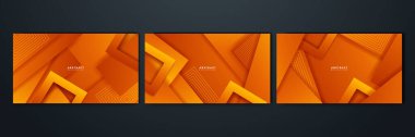 Soyut turuncu geometrik şekiller vektör teknolojisi arka planı, tasarım broşürü, web sitesi, el ilanı için. Poster, sertifika, sunum, iniş sayfası için geometrik turuncu geometrik şekiller