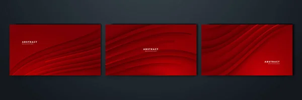 Uppsättning Dynamisk Form Vacker Röd Med Glänsande Element Abstrakt Design — Stock vektor