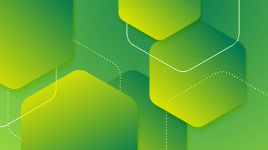 Sunum tasarımı için basit geometrik şekillere sahip soyut yeşil arkaplan