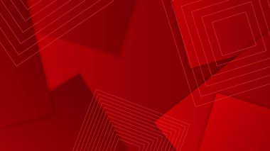 Soyut kırmızı geometrik şekiller vektör teknolojisi arka planı, tasarım broşürü, web sitesi, el ilanı için. Poster, sertifika, sunum, iniş sayfası için Geometrik kırmızı geometrik şekiller