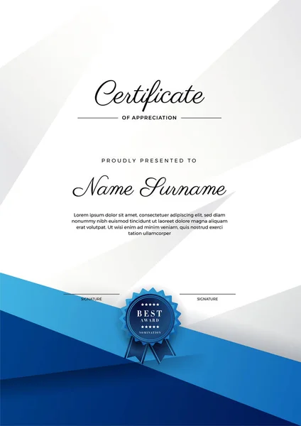 Plantilla Certificado Diploma Azul Negro Elegante Moderno Certificado Logro Plantilla — Archivo Imágenes Vectoriales