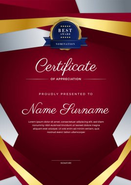 Lüks şablonlu modern sertifika şablonu, diploma. Vektör illüstrasyon ve vektör lüks prim rozet tasarımı. Altın antika rozetler ve etiketler..