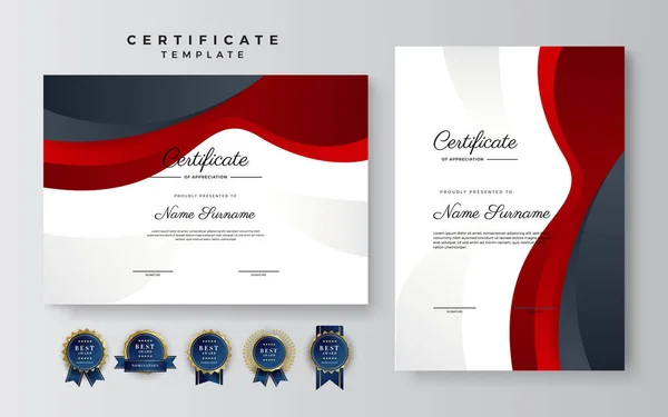 Червоно Чорний Золотий Сертифікат Шаблону Досягнень Золотим Значком Кордоном — стоковий вектор