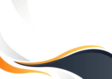 Beyaz arkaplanda soyut siyah turuncu geometrik dalga şekilleri