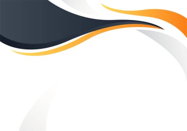 Beyaz arkaplanda soyut siyah turuncu geometrik dalga şekilleri