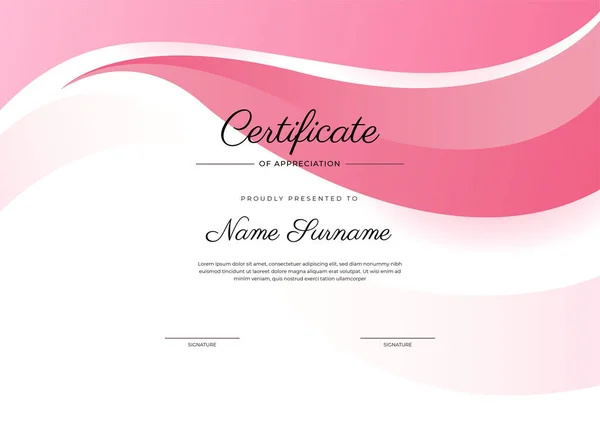 Современный Элегантный Синий Розовый Сертификат Достижения Шаблон Значком Границы Предназначен — стоковый вектор