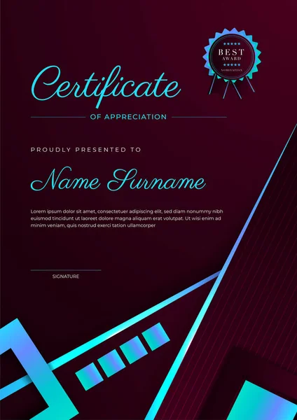 Modern Elegant Certificate Achievement Template Badge Border Designed Diploma Award — Stock Vector