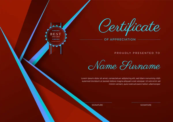Modern Elegant Certificate Achievement Template Badge Border Designed Diploma Award — Stock Vector