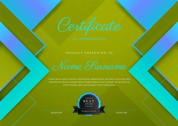 Moderní Elegantní Certifikát Dosažení Šablony Odznakem Okrajem Navrženo Pro Diplom — Stockový vektor