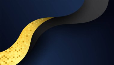 3B dalgalı soyut mavi altın ve siyah arkaplan