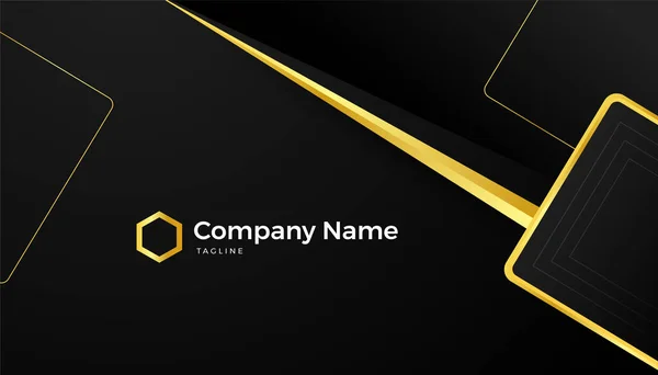 Simple Black Gold Business Card Template — Stock Vector