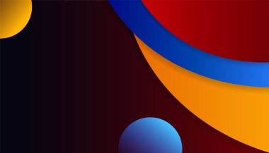 Dalgalar ve dairelerle soyut kırmızı ve turuncu arkaplan