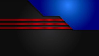 Kırmızı ve mavi çizgileri ve geometrik şekilleri olan soyut siyah arkaplan