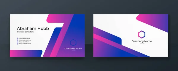 Modern Blue Pink Tech Business Card Design Template — Stock Vector