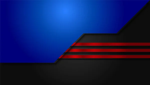 赤と青の線と幾何学的形状を持つ黒の背景 — ストックベクタ