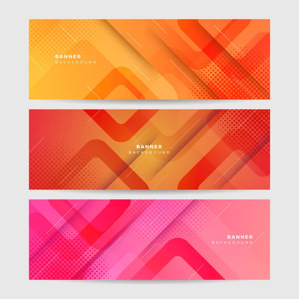 Plantilla Diseño Banner Polígono Rosa Naranja Abstracto Colorido Banner Web — Vector de stock
