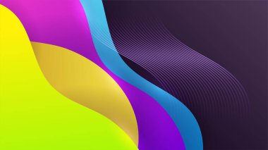 Soyut renkli arkaplan. Poster kapağı tasarımı için değişken geometrik arkaplan dokusu. Asgari renk soyut gradyan pankart şablonu. Modern vektör dalga şekli