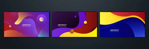 Set Van Gradiënt Vloeiende Geometrische Patroon Achtergrond Textuur Voor Poster — Stockvector