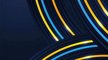 Renkli ışık dekorasyonlu siyah soyut dalgalı boyut arkaplanı