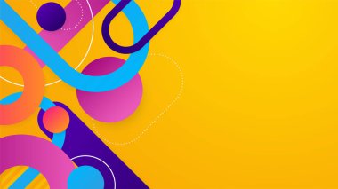 Geometrik şekiller, çizgiler ve dalgalarla modern renkli turuncu soyut arkaplan