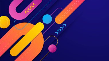 Geometrik şekilleri, çizgileri ve dalgaları olan modern renkli soyut arkaplan