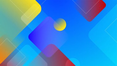 Kırmızı ve mavi renkli şekil tasarım arka planına sahip modern geometrik