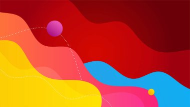 Kırmızı ve mavi renkli şekil tasarım arka planına sahip modern geometrik