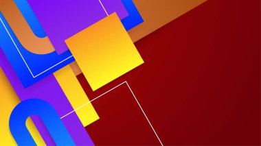 Kırmızı ve mavi renkli şekil tasarım arka planına sahip modern geometrik