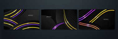 Poster kapağı tasarımı için değişken geometrik model arkaplan dokusu seti. Asgari renk soyut gradyan pankart şablonu. Broşür için modern vektör dalga şekli