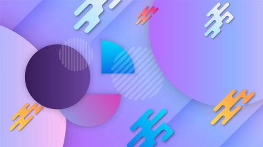 Renkli şekillere, dalgalara, çizgilere, dairelere ve desenlere sahip soyut arkaplan